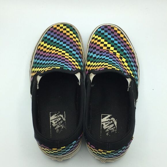 Vans Asher Rainbow Checkerboard Multicolor Checkered Slip-On Shoes Women's 8 - Picture 6 of 7